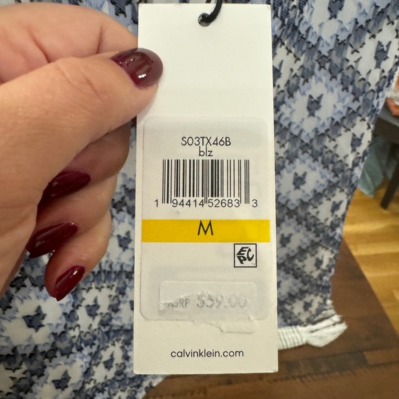 SALE: 3/$25 - Calvin Klein cami - Medium - white/blue/black - textured - NWT - Picture 8 of 12